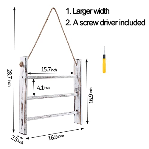 HoreZer Hanging Towel Rack Wall-Mounted,Ladder Hand Towel Rack for Bathroom Hanging Blanket Ladder Rustic Farmhouse Decorative Towel Rack Storage Shelf