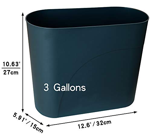 HMQCI Plastic Rectangular Small Trash Can Wastebasket, Garbage Container Bin, 3-Gallons (Navy, 5.9"/12.6"/10.6")