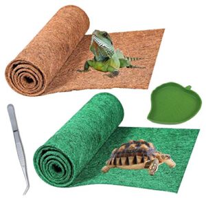 pinvnby reptile carpet pet terrarium liner reptiles cage mat supplies for bearded dragon lizard tortoise leopard gecko snake(2 pcs)