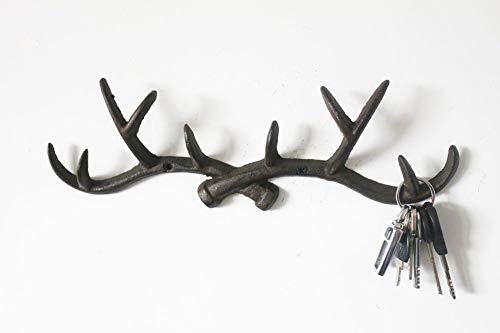 realideas Vintage Cast Iron Deer Antlers Wall Coat Hooks- Farmhouse Chic Metal Hanger Coat Rack Key Holder Jewellery Display Rack Bathroom Towels Rack Hooks(with Screws)