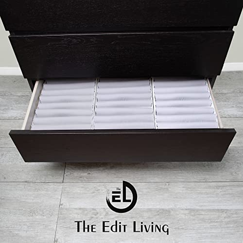 The Edit Living Drawer Organizer - Multipurpose Storage Drawer Organizers - Clothes Organizer for T-shirts, Tank Tops, Activewear - 10 Cells Storage Organizer - White - Set of 3