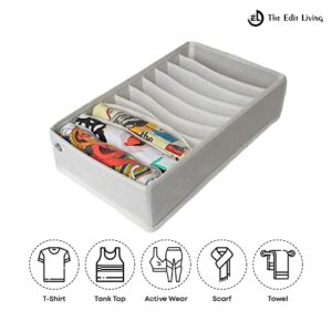 The Edit Living Drawer Organizer - Multipurpose Storage Drawer Organizers - Clothes Organizer for T-shirts, Tank Tops, Activewear - 10 Cells Storage Organizer - White - Set of 3