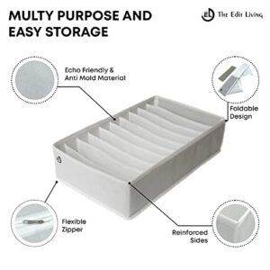 The Edit Living Drawer Organizer - Multipurpose Storage Drawer Organizers - Clothes Organizer for T-shirts, Tank Tops, Activewear - 10 Cells Storage Organizer - White - Set of 3