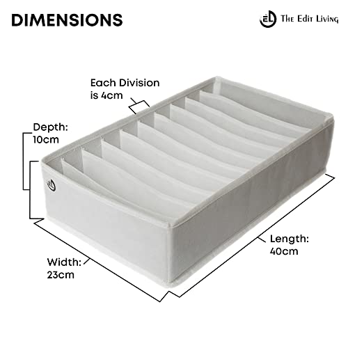 The Edit Living Drawer Organizer - Multipurpose Storage Drawer Organizers - Clothes Organizer for T-shirts, Tank Tops, Activewear - 10 Cells Storage Organizer - White - Set of 3