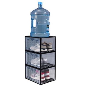 Shoe Organizer with Hard & Thick Plastic Board Shoe Storage Boxes Fits US Size 13, shoe boxes Clear Plastic Stackable Measure L14.2xW11.2xH8.5(inch) For Sneaker High Heel Storage & Display (YW-2PK)