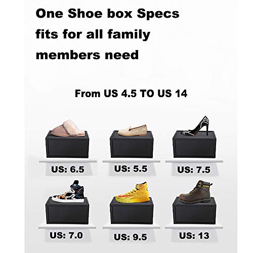 Shoe Organizer with Hard & Thick Plastic Board Shoe Storage Boxes Fits US Size 13, shoe boxes Clear Plastic Stackable Measure L14.2xW11.2xH8.5(inch) For Sneaker High Heel Storage & Display (YW-2PK)