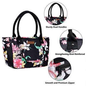 BesyPro Insulated Lunch Tote Bag for Women Reusable Lunch Box Large Cooler Bags for Adults Office Work School Picnic Beach Flower