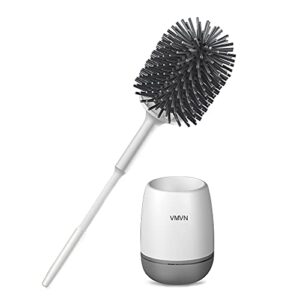 vmvn toilet bowl brush and holder,compact toilet cleaner brush set for bathroom deep cleaning,silicone bristles toilet scrubber,floor standing