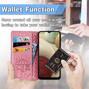 CCSmall Samsung Galaxy A32 5G (Not 4G) Crossbody Cell Wallet Case,Cute Cat Dog Cartoon Style Flip Phone Cover with Removable Lanyard Strap with Card Holde Case for Samsung Galaxy A32 5G MGG Pink