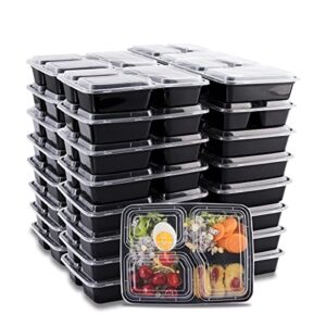 liyh 48 pack meal prep containers 32oz 3 compartment bento box microwave food storage containers takeout containers with lids containers stackable reusable microwaveable & dishwasher safe