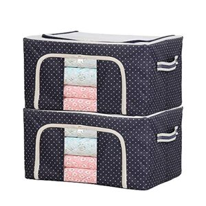 cegar oxford fabric storage box, stackable storage bag organizers, double zipper folding holder container organizer with steel frame for clothes bed sheets blanket (blue-72l-2)