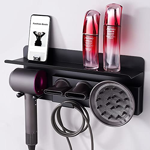 Dyson Supersonic Hair Dryer Holder, 304 Stainless Steel Dyson Hairdryer Wall Mount Stand, Dyson Hair Organizer Fits Curler Diffuser Two Nozzles Dyson Hair Dryer Holder