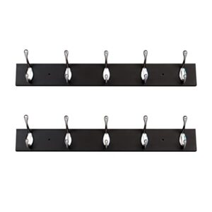 roorevo coat rack wall mounted 2 pack, hat rack wall hooks, coat hooks wall hanger with 5 metal hooks (2 pcs, black) new