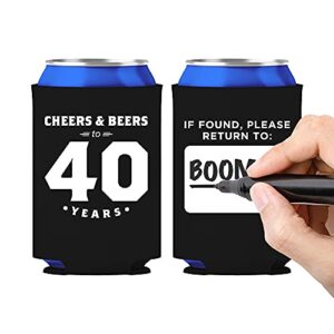 generic happy birthday and wedding anniversary insulated can beverage sleeve coolers for beer, water, soda - 13 pack (40th birthday)