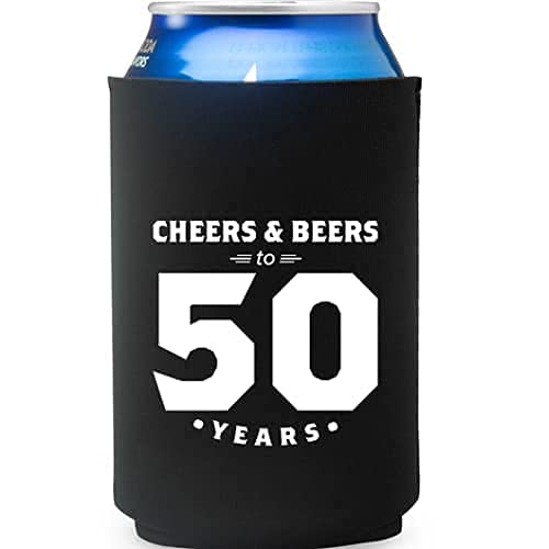 Happy Birthday and Wedding Anniversary Insulated Can Beverage Sleeve Coolers for Beer, Water, Soda - 13 Pack (50th Birthday)