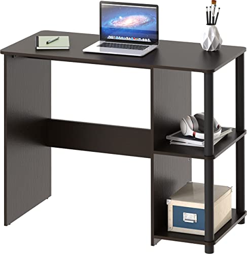 SHW Cyrus Home Office Desk with Shelves, Espresso