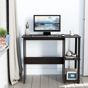 SHW Cyrus Home Office Desk with Shelves, Espresso