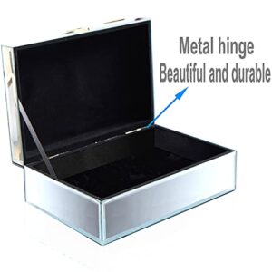 Meetart Large size Diamond Glass Mirrored Jewelry Box Simple Classic Storage Organizer High-end Luxury Mirror Box Silver （9.5x6.5x3inch）