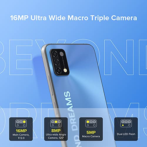 UMIDIGI A11 Cell Phone 6.53" HD+ Full Screen Unlocked Smartphone, 5150mAh Battery Android Phone with Dual SIM (4G LTE) Android 11 (4+128G, Mist Blue)