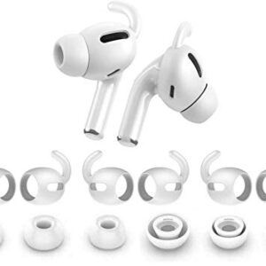 Zotech 3 Pairs AirPods Pro 1st & 2nd Gen Ear Hooks Secure Anti Slip Covers + Silicone Ear Tips Earbud Eartips (S, M, L, White)