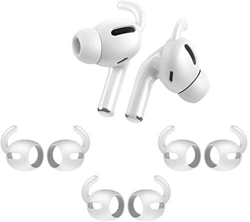 Zotech 3 Pairs AirPods Pro 1st & 2nd Gen Ear Hooks Secure Anti Slip Covers + Silicone Ear Tips Earbud Eartips (S, M, L, White)
