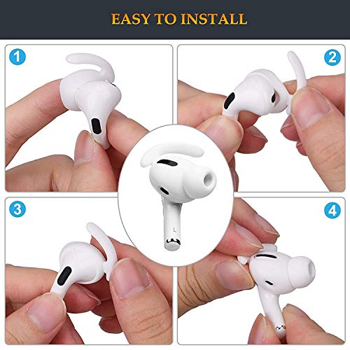 Zotech 3 Pairs AirPods Pro 1st & 2nd Gen Ear Hooks Secure Anti Slip Covers + Silicone Ear Tips Earbud Eartips (S, M, L, White)