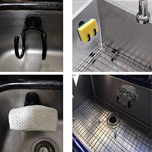 Pmsanzay Magnetic Sponge Holder, Adjustable Kitchen Sink Caddy Organizer Dish Cloth Storage Hook for Kitchen Accessories - No Drilling