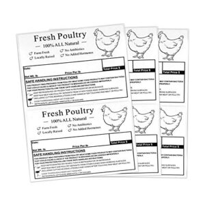 Poultry Freezer Labels,4x3 Inch with Safe Handling Instructions Exemption,50Pcs