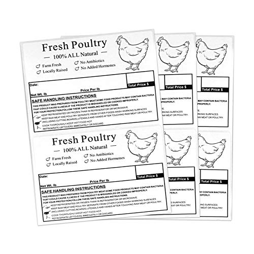 Poultry Freezer Labels,4x3 Inch with Safe Handling Instructions Exemption,50Pcs