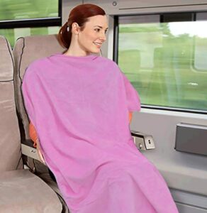 nice com supply travel blanket, 40x60 portable, warm, cozy, throw, for car, airplane, chair, small, fleece, full body cover, pink, travel
