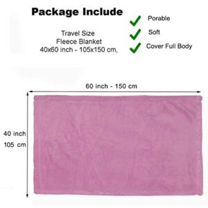 NICE COM SUPPLY Travel Blanket, 40X60 Portable, Warm, Cozy, Throw, for Car, Airplane, Chair, Small, Fleece, Full Body Cover, Pink, Travel