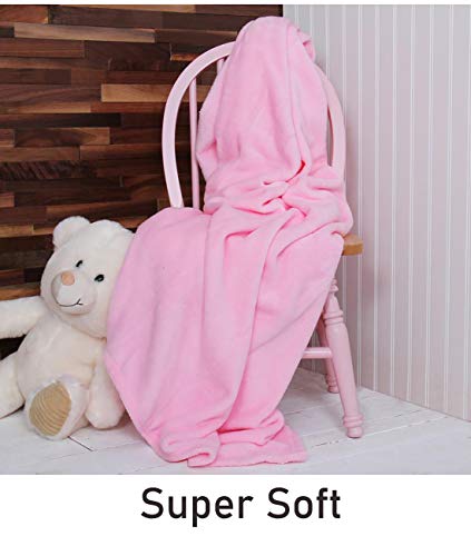 NICE COM SUPPLY Travel Blanket, 40X60 Portable, Warm, Cozy, Throw, for Car, Airplane, Chair, Small, Fleece, Full Body Cover, Pink, Travel