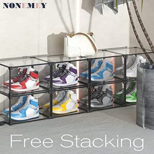 NONEMEY Clear Acrylic Shoe Storage Box Stackable Shoe Organizer, Foldable Storage Containers with Magnetic, Lids Side Open Display Case Organizer for Sneaker, Fully Transparent Design for Collectibles and Display (1 Pack)