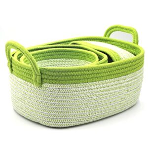 acrola 4-pack 100% cotton rope woven decorative storage baskets (green) st04002