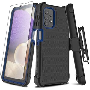 leptech for galaxy a32 5g case with soft tpu screen protector, [holster series] full body heavy duty armor protective phone cover with kickstand belt clip case for samsung galaxy a32 5g 6.5" (black)