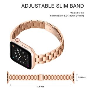 OMIU Thin Band Compatible with Apple Watch 40mm 38mm 41mm 42mm 44mm 45mm 49mm, Premium Stainless Steel Metal Replacement Adjustable Wristband Strap for iWatch Ultra SE Series 8/7/6/5/4/3/2/1 Women Men