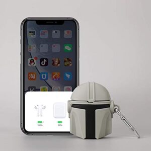 Compatible with Airpods1/2，Fun 3D Cute Mandalorian Helmet Silicone Case Design, Chic Character Skin Keychain Kit,Suitable for Fashion Girl Child Teen Boy Airpods1/2 Case (Helmet)