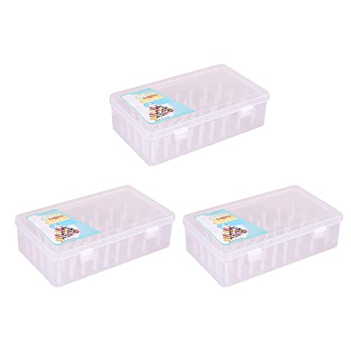 Amagogo 3 Pack 42 Slots Large Capacity Sewing Thread Holders for Spools of Thread, Empty Thread Storage Box, Sewing Yarn Spools Containers Storage Case