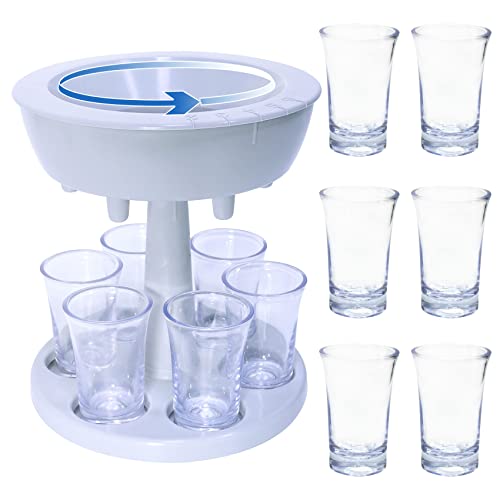 DHDH Sunny 6 Shot Glass dispenser holder,Adjustable Liquid Dispenser,Adjustable shots,6 Acrylic Cups Colorful,Cocktail Dispenser, Suitable for parties,grey