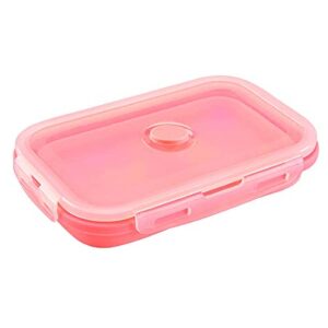 4-piece Collapsible Silicone Lunch Box, Portable Food Storage Container Outdoor Picnic Box Space Saving, Microwave, Dishwasher and Freezer Safe 350/500/800/1200mL350/500/800/1200mL(Pink)