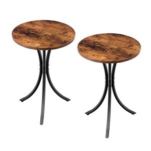 hoobro side tables, set of 2 round end table, industrial sofa couch table, x base home decor accent table for small space in living room, bedroom and balcony, stable metal frame, rustic brown bf06bz01