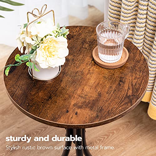 HOOBRO Side Tables, Set of 2 Round End Table, Industrial Sofa Couch Table, X Base Home Decor Accent Table for Small Space in Living Room, Bedroom and Balcony, Stable Metal Frame, Rustic Brown BF06BZ01