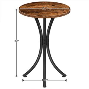 HOOBRO Side Tables, Set of 2 Round End Table, Industrial Sofa Couch Table, X Base Home Decor Accent Table for Small Space in Living Room, Bedroom and Balcony, Stable Metal Frame, Rustic Brown BF06BZ01