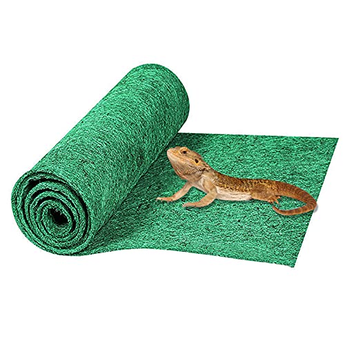 HERCOCCI Reptile Carpet, 39’’ x 20’’ Terrarium Bedding Substrate Liner Reptile Cage Mat Supplies for Bearded Dragon Lizard Tortoise Leopard Gecko Snake (Green)