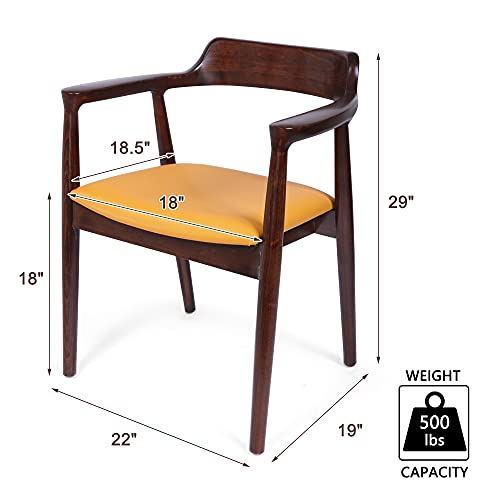 LUCKYERMORE Mid Century Dining Chair, Premium Solid Wood Accent Chair for Living Room Bedroom, Fire Retardant & Water Repellent Armchair, Come Assembled