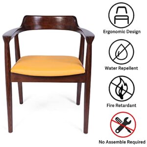 LUCKYERMORE Mid Century Dining Chair, Premium Solid Wood Accent Chair for Living Room Bedroom, Fire Retardant & Water Repellent Armchair, Come Assembled