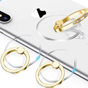 transparent phone ring holder - jsoerpay 2 pack cell phone ring holder finger grip loop universal 360 degree rotation (gold & diamond)