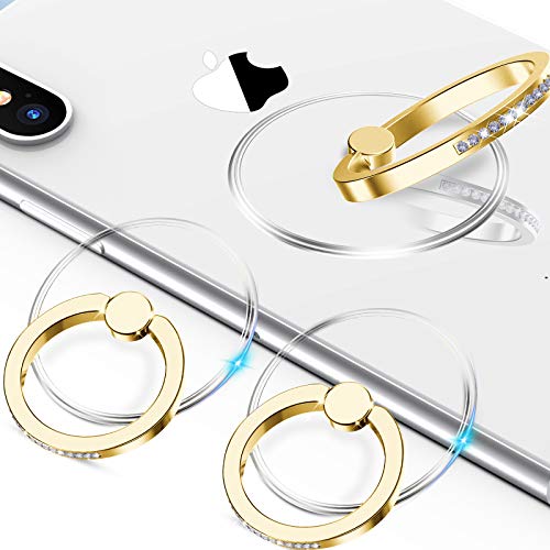 Transparent Phone Ring Holder - Jsoerpay 2 Pack Cell Phone Ring Holder Finger Grip Loop Universal 360 Degree Rotation (Gold & Diamond)