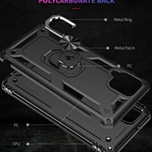 YZOK for Galaxy A12 Case, Samsung A12 Case, with HD Screen Protector,[Military Grade] Ring Car Mount Kickstand Hybrid Hard PC Soft TPU Shockproof Protective Case for Samsung Galaxy A12 (Black)