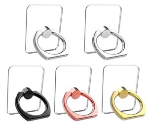 5 pack cell phone ring holder stand transparent phone ring holder 360° degree rotation finger ring kickstand compatible various mobile phones or phone cases